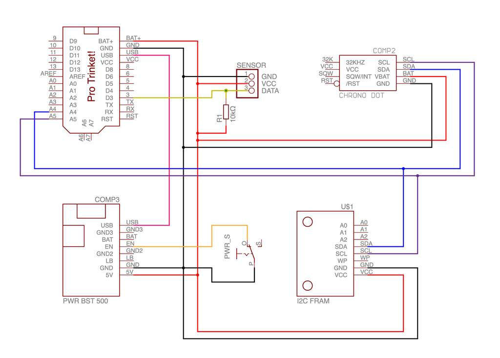 This is the wiring diagram for the simple version of the data logger.