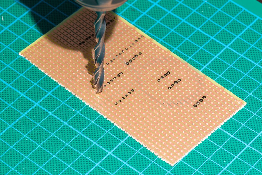 Using a drill to cut the stripes
